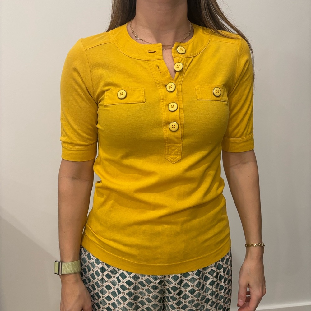 Marc By Marc Jacobs Mustard Button-Down Short Sleeve Top